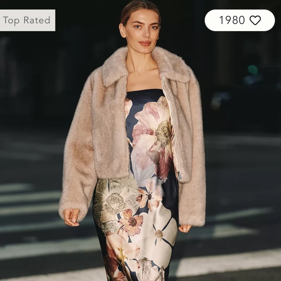 Maeve Cropped Faux Fur Coat - Picture 3 of 5